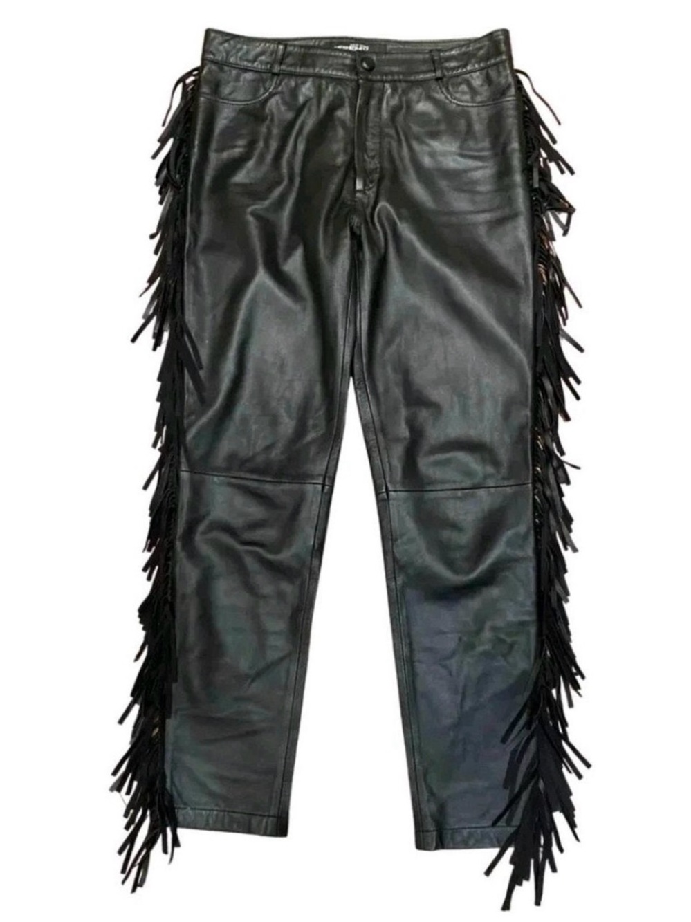 Jeremy Scott Black Fringe Straight-Leg Jeans